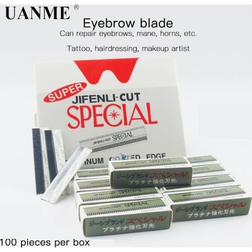 100Pcs/box Stainless Steel Eyebrow Blade Razor Sharp Eyebrow Trimmer Replace Blade Shaver Knife Face Hair Remover