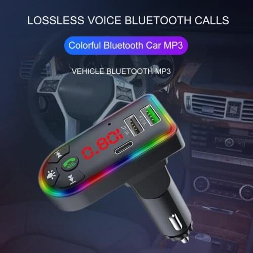 50% Hot Sales F7 Car Auto Bluetooth 5.0 MP3 Player 18W PD Charger FM Transmitter Receiver with Light Hands-free Call