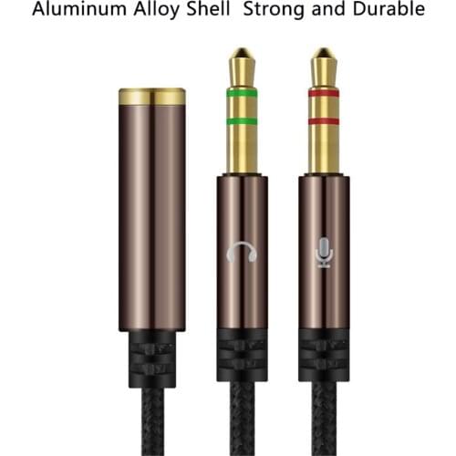 M4S 1 For 2 To 3.5MM Connector Dual-Hole Computer Headset Audio Adapter Cable 10660 Times Service Life