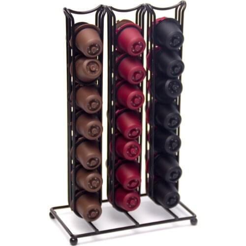 Metal 42PCS Nespresso Coffee Capsule Rack Holder Black Coffee Pod Holder Stand Dispaly Storage Capsule Organizer