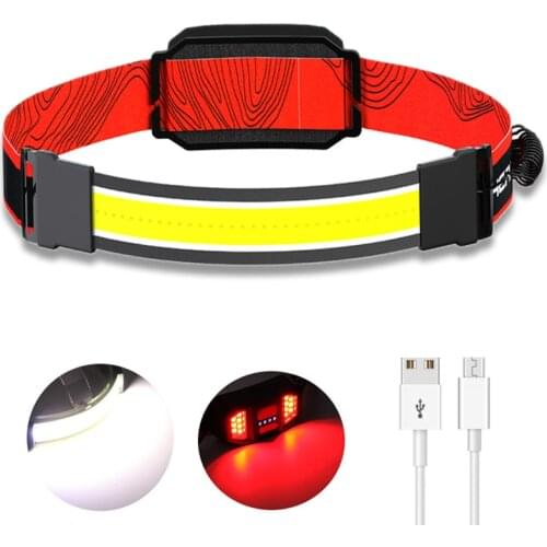 8000LM Mini COB LED Headlamp 2400mAH USB Rechargeable Riding Fishing Flashlight Work Light 3 Modes Warning Flash Lantern Lamps