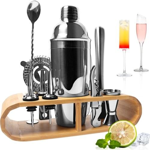 Boston Shaker Set Stainless Steel Bar Bartender Tools Kit 550ML/750ML Cocktail Barware with Wooden Stand Wine Mixer 17/12Pcs