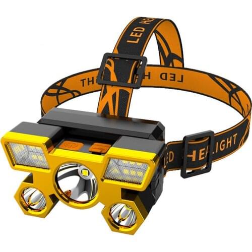 1pcs 5 LED Super Bright Flashlight Headlamp Waterproof USB Rechargable Headlight Super Far Light Power Bank For Night Fishing