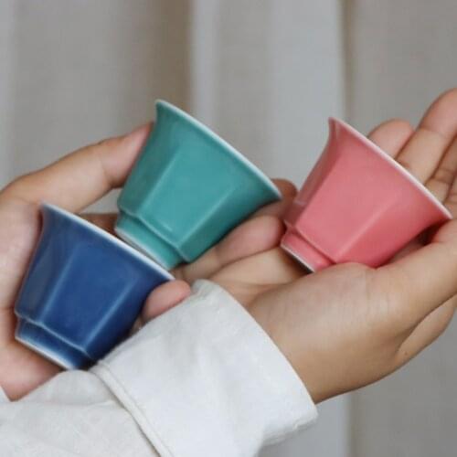New Six-Party Diamond Coloured Glaze Ceramic Whiteware Handmade Teacup Ceramic Chinese Teacup Master Cup Single Cup Teacups