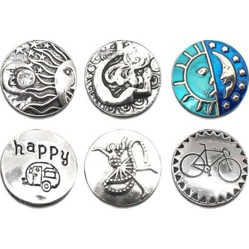 Wholesale w038 18mm 20mm rhinestone metal button for snap button Bracelet Necklace Jewelry For Women Silver jewelry