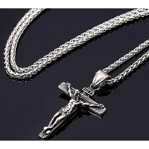 Necklace for Women Men Male Hip Hop Cool Accessory Fashion Jesus Cross Pendant Necklaces Gifts Luxury Charming Gold Cross Chain
