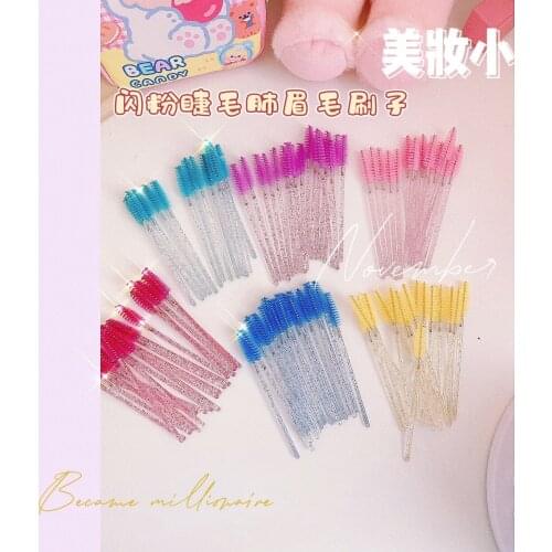 Good Quality Disposable 25Pcs/Pack Crystal Eyelash Makeup Brush Diamond Handle Mascara Wands Eyelash Extension Tool