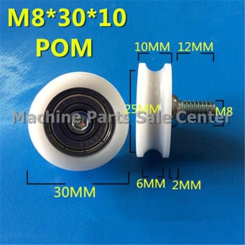 SWMAKER M8*30*10mm U type idler pulley POM white screw thread bearing pulley screw drawer bearing pulley wheel Good Quality