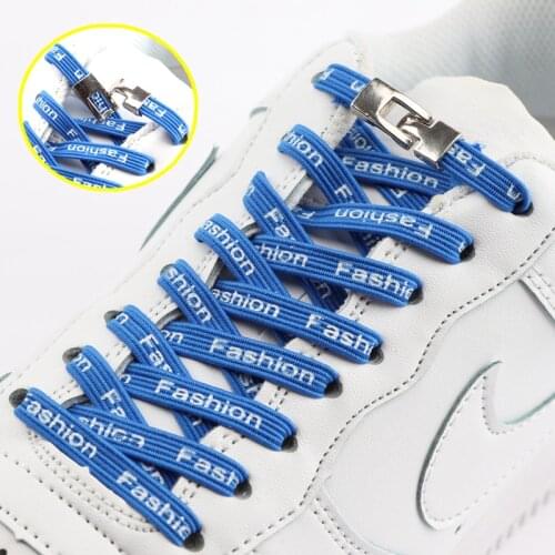 1 Pair New No Tie Shoelaces Flat Metal lock Cross buckle Elastic Shoelace Suitable for all shoes Children and adults Lazy Lace