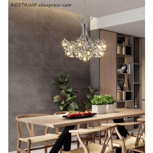 KOSTKING Modern LED chandelier lighting Nordic restaurant pendant lamps bedroom fixtures dining room crystal hanging lights