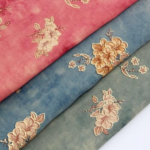 50cm*145cm/piece,Floral Gold Imitation Silk Cloth,Clothing,Skirt,Decoration,Doll,Spread,Curtain Fabric,DIY Handmade Materials