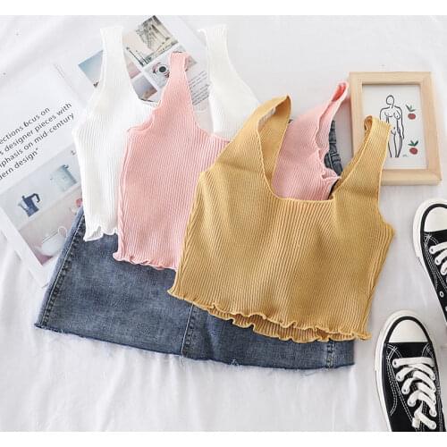 HELIAR Striped Tank Tops Women Camisole Knitting Vest Crop Top Sexy Camisole Femme Plain Camis Women 2020 Summer Tank Tops