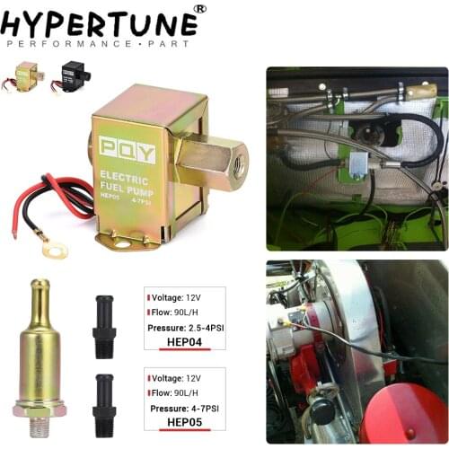Universal 12V Electronic Inline Fuel Pump 4-7PSI High Pressure 90LPH Gas Petrol Diesel Compatible 40104 40106 40107 P502