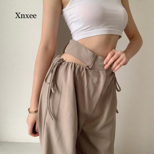 2021 Summer Womens High Waist Hollow Fringed Straight Pants Women Fashion Street Casual Wear Harajuku Khaki Overalls Women