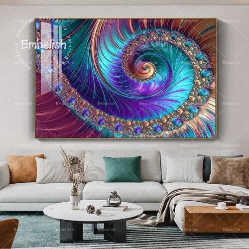 1 Pieces Large Abstract Fractal Patterns Wall Picture Modern Home Decor Canvas Oil Painting Living Room Framed Posters
