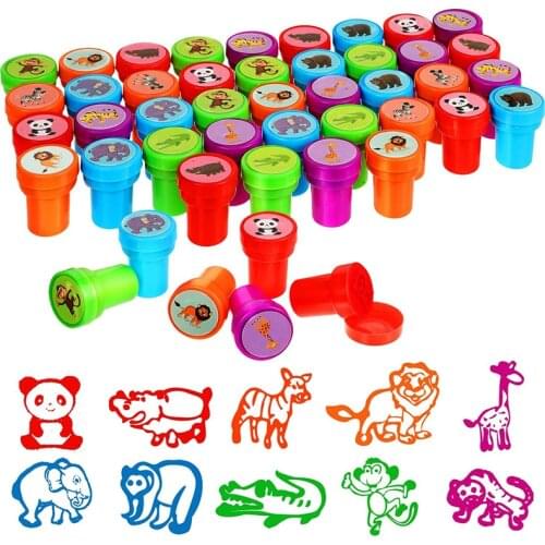10Pcs/Set Kid Fun DIY Cartoon Animals Self Inking Rubber Stamps Scrapbooking Stamper Children Toys Cute School Craft Kids Toy