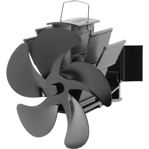 5 Blade Black Heat Powered Stove Fan Log Wood Burner Eco Friendly Quiet Home Fireplace Fan Heat Distribution камин