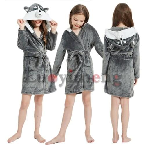 Boys Girls Bath Robe Beach Towels Animal Unicorn Dog Hooded Bathrobes Childrens Clothing Pyjamas Nightgown Kids Sleepwear Robe