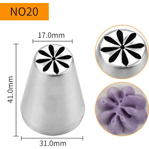 Free Shipping Stainless Steel 18/8 Standard Russian Flower Pastry Icing Tips Cake Decorating Piping Nozzle #NO20