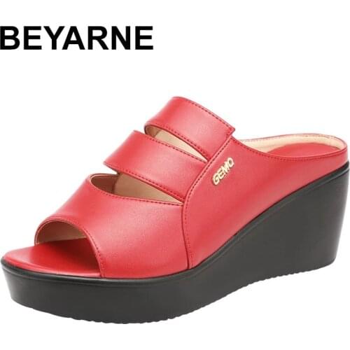 BEYARNE Wedges Heel Sandals Women 2021 Summer New Fashion Thick Bottom Platform Open Toe Sandal Size 32 To 43