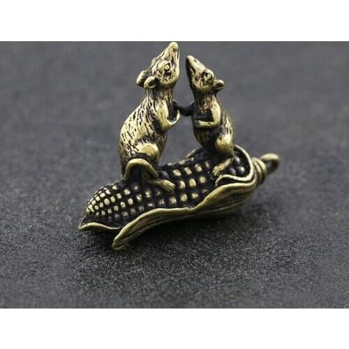 Bronze Wealth Mouse STATUE DECORATION Retro Animal Mouse Corn Home Decoration Desk Decoration Home Decoration Modern