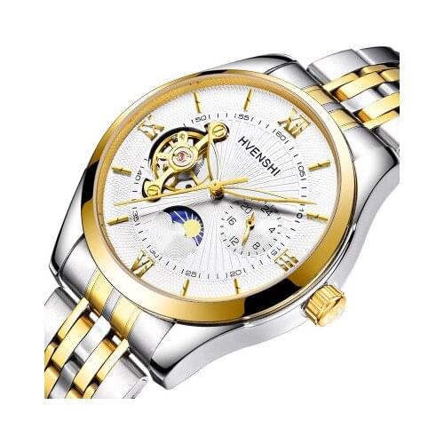 HVENSHI Watch Men Luxury Waterproof Mechanical Watch Men Automatic Moon Phase Mens Mechanical Self Wind Watches relogio clock