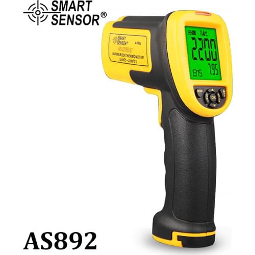 Smart Sensor AS892 Digital IR Non-contact Laser Infrared Thermometer Temperature Gauge with Temperature Meter Gun 200~2200C