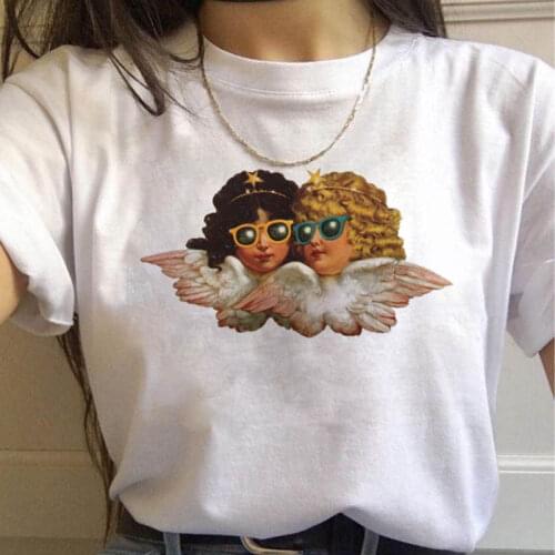 Angels Aesthetic Harajuku Vintage T Shirts Women Ullzang 90s Graphic T-shirts Grunge Korean Style Tshirt Hip Hop Top Tees Female