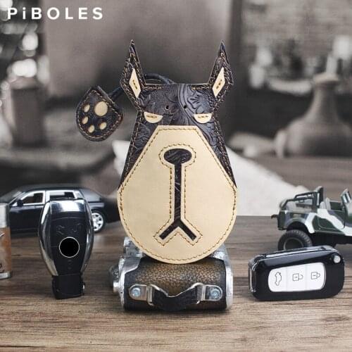 Handmade Genuine Leather Key Wallet Portable Car Smart Key Holder Housekeeper Key Pouch Keychain Keys Ring For Women, Men