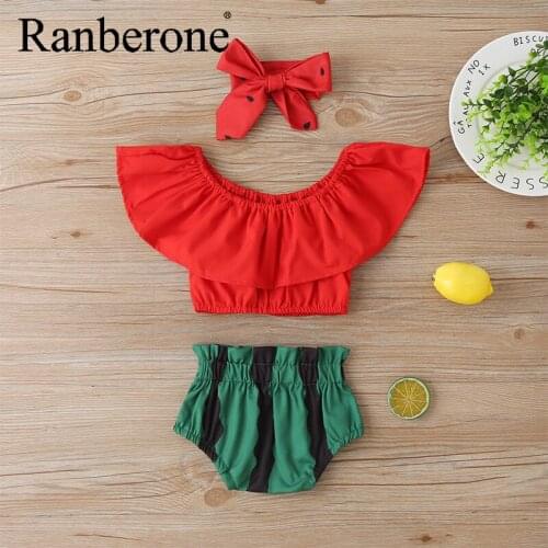 Two Piece Bathing Suit Girls Swimsuit Watermelon Style Swimwear Red Sun-Top Green Swimming Trunks Baby Kids Boutique Clothes