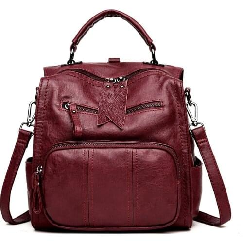 Fashion Solid Mummy Backpack Women Soft PU Leather Bag Baby Diaper Handbag Large Capacity Outdoor Travel Nappy Bags MBG0257