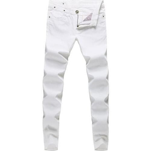 2020 Male Jeans Homme Men Biker White Jean Streetwear Masculina Skinny Slim Fit Exhaust Pants Denim Overalls Man Pants Fashion