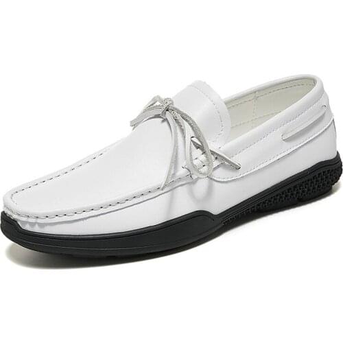 Mens Genuine Leather Shoes Head Leather Soft Anti-slip Loafers Shoes Man Casual flats Leisure Walk Luxury Shoes Designers Soft