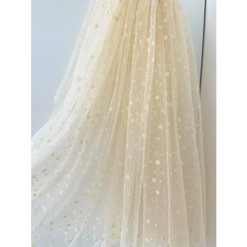 Soft Beige Dot Mesh High Quality African French Net Lace Fabric Tulle Roll For Sewing Crafts Mesh Laces For Dress Dentelle