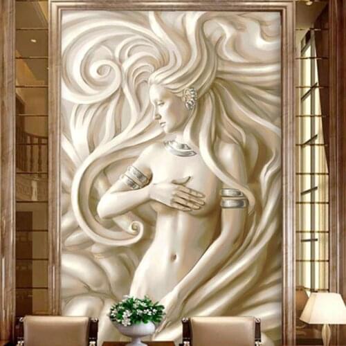 Custom Photo Wallpaper 3D Relief Beauty Sculpture Mural European Style Living Room Hotel Hall Entrance Backdrop 3D Wall Painting