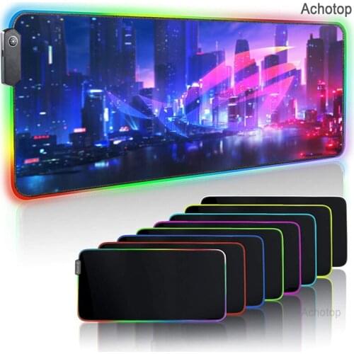 ASUS LED Light Desk Mat Big Computer ROG Mousepad Medium 90x40cm RGB Backlight Keyboard Cover Keyboard Mause Gaming Mouse Pad