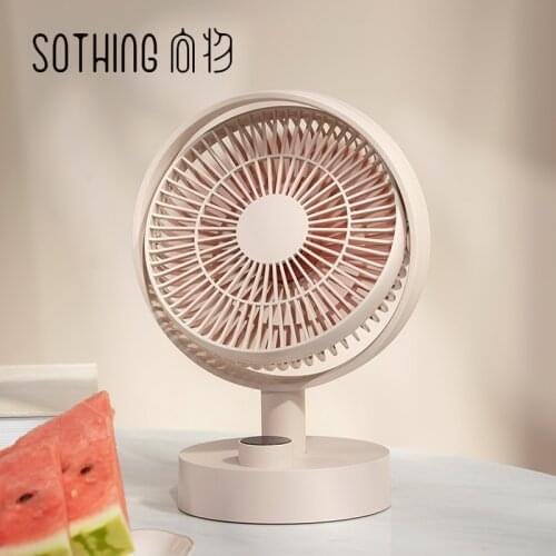 SOTHING Desktop Shaking Head Fan Intelligent digital display Stepless Wind Speed Type-C Chargeable Portable Mini Fan For Office
