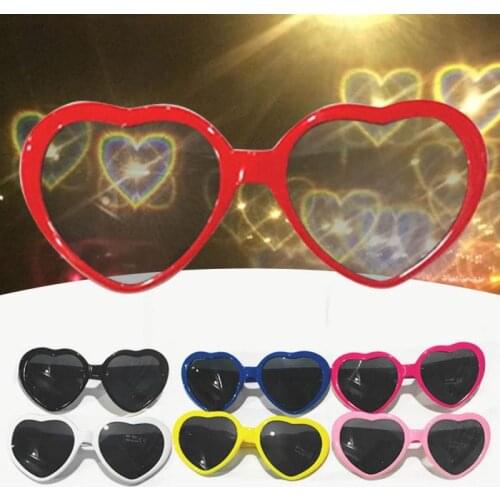 At Night Love Lights Sunglasses Change Heart Diffraction Unisex Heart Shaped Love Effects Glasses Watch The Lights Fishing Glass