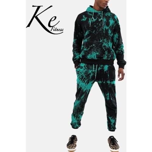 KE 2021 autumn and winter new foreign trade mens casual suit 3D digital printing squandering hooded sports suit men