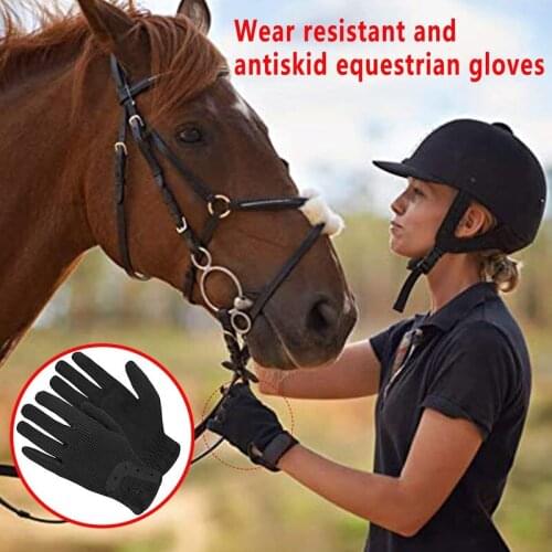 New Women Solid Professional Horse Riding Gloves Horseback Cotton Fabric Gloves Leather Sports Baseball Equestrian Gloves