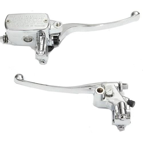 Pair Chrome 1" 25mm Handlebar Control Reservoir 14mm Bore Brake Clutch Lever Motorycycle For Honda Yamaha Suzuki Kawasaki