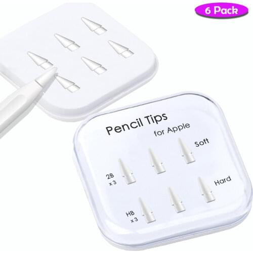 Pencil Tips for Apple Pencil 1st / 2nd Generation, Double-Layered iPad Stylus Nib, Both Soft and Hard, Used for 3 Years - 6 Pack