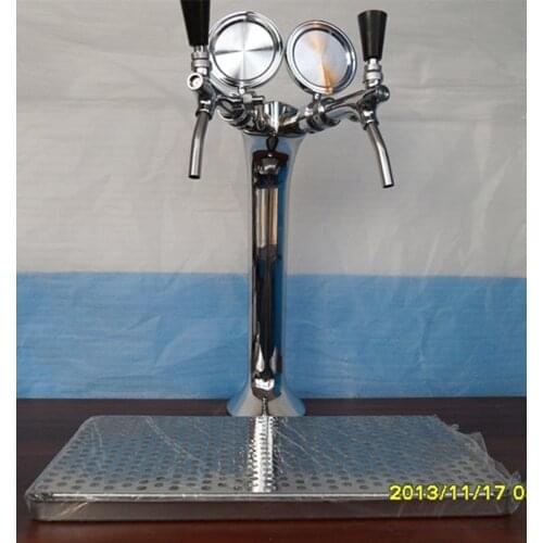 Silver bar beer column, double line beer tower, 2 tap stout dispensor, beer dispenser unit