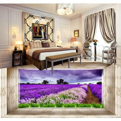 Custom any size photo purpler floor beautiful scenery 3D floor pvc self-adhesive wallpaper