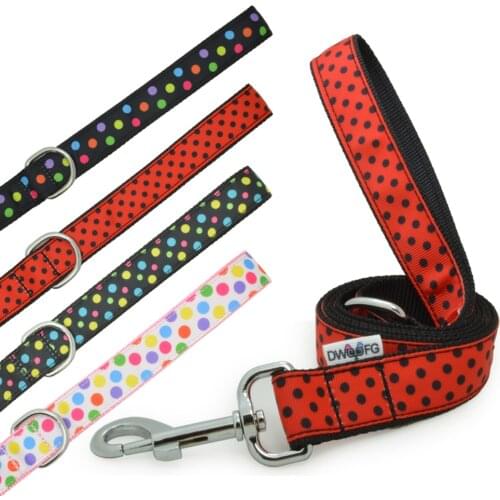 4FT 5ft Red Dots Dog Black Leashes Strong and Durable Leash,1" Wide Dog Leashes for Medium and Large Dogs Training Dog Leash