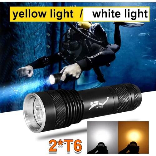 Professional Scuba Diving Flashlight LED 18650 XML T6 Waterproof IPX8 Underwater Light Dive Torch Rechargeable Camping Hand Lamp