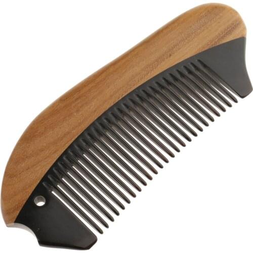 Sandalwood Horn Fine Teeth No Static Hairloss Massage Beard Hair Comb