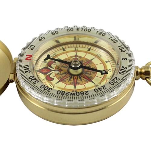 Retro Hanging Ring Compasses survival Luminous Brass Pocket Watch Sports Outdoor Camping Hiking Navigation Compass ruler tool
