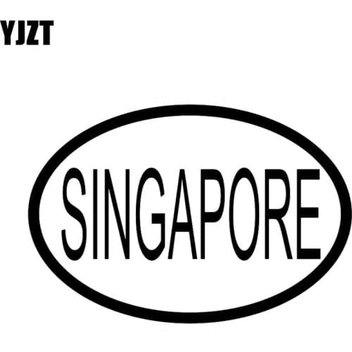 YJZT 14.2CM*9.6CM SINGAPORE CITY COUNTRY CODE OVAL CAR STICKER VINYL DECAL Black Silver C10-01359