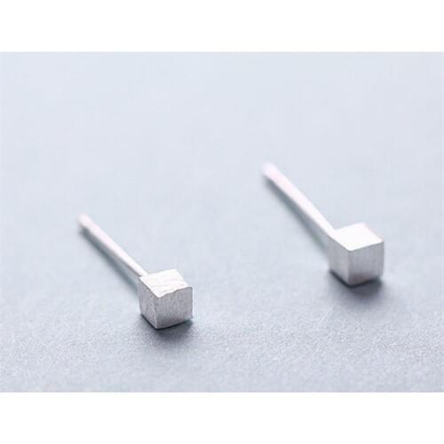 100% 925 Sterling Silver Small Square Stud Earrings for Women Party Gift Jewelry pendientes boucle d oreille eh937